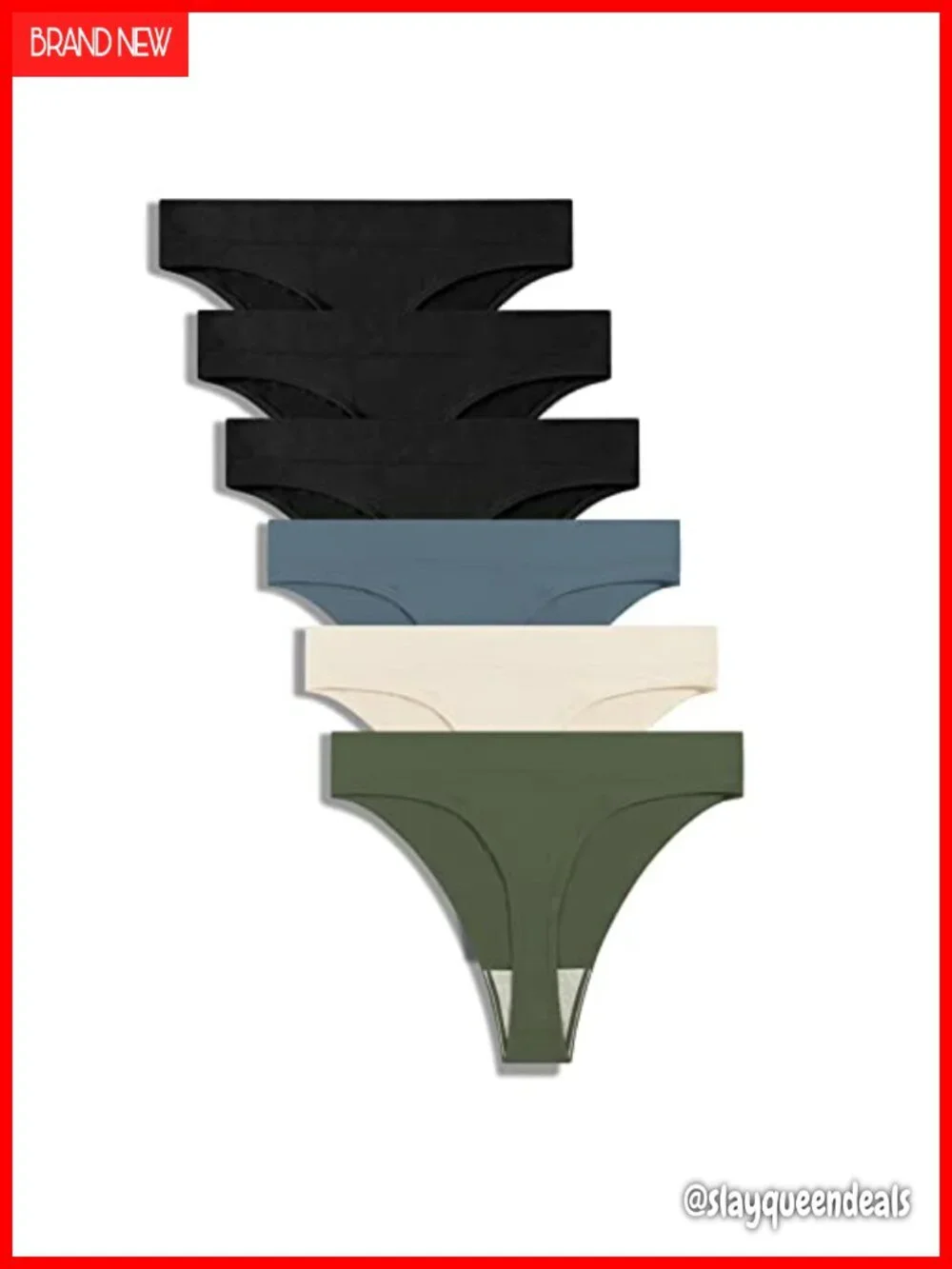 High Waisted Seamless Thong No Show Workout Underwear 6 Pack